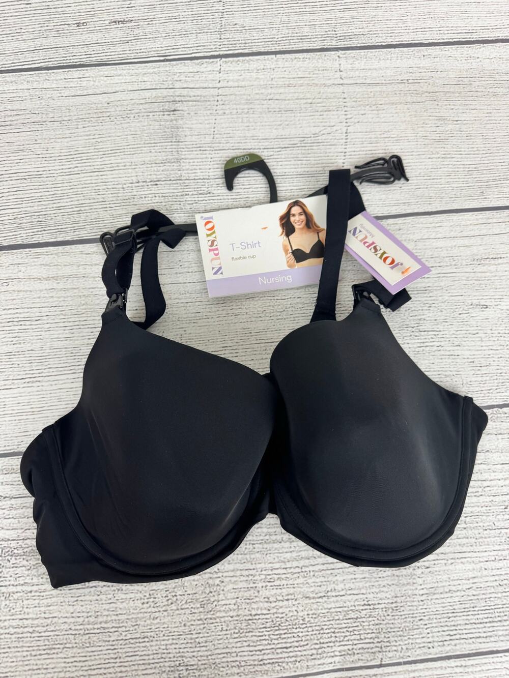 Joyspun Women's Black T-Shirt Underwire Nursing Bra Size 40DD